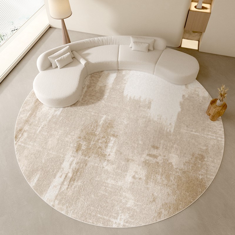 原木风圆形客厅地毯圆型卧室沙发茶几毯床边椅子防水防污2024新款