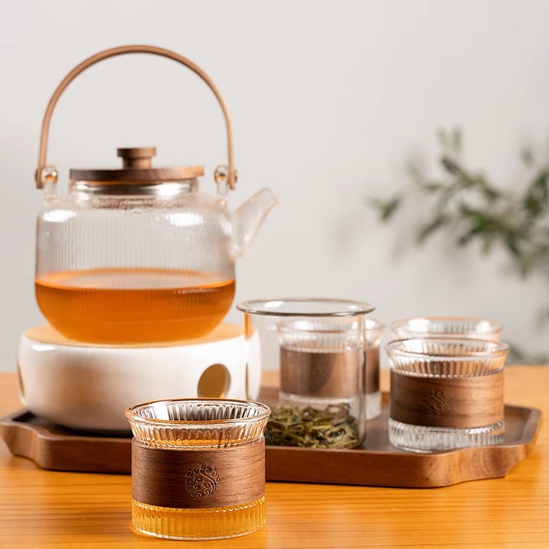 匠造云图花草水果茶壶蒸茶茶壶煮茶壶泡茶壶耐高温玻璃咖啡壶套装