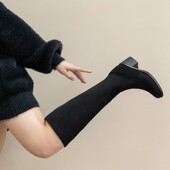 长筒靴春秋款 大筒围女靴胖qmm粗腿40大码 高筒靴41咖色长靴42高跟4