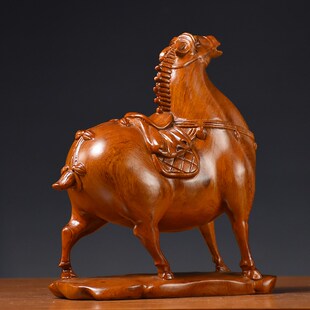 花梨木马摆件红木马摆件工艺品实木雕刻木质马到成功客厅饰品家居