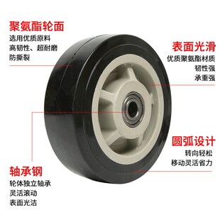 万向轮重型工业脚轮单聚氨酯脚轮轮轮手推车4寸5寸轮子6寸平板车