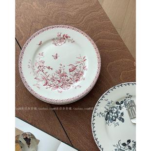 复古蛋糕盘意面沙拉盘 中古风陶瓷西餐盘早餐甜品盘法式