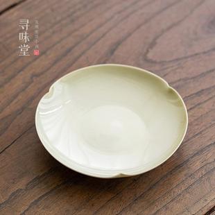 草木灰壶承茶点盘｜仿古青灰釉茶壶小托盘干泡盘复古陶瓷家用茶具