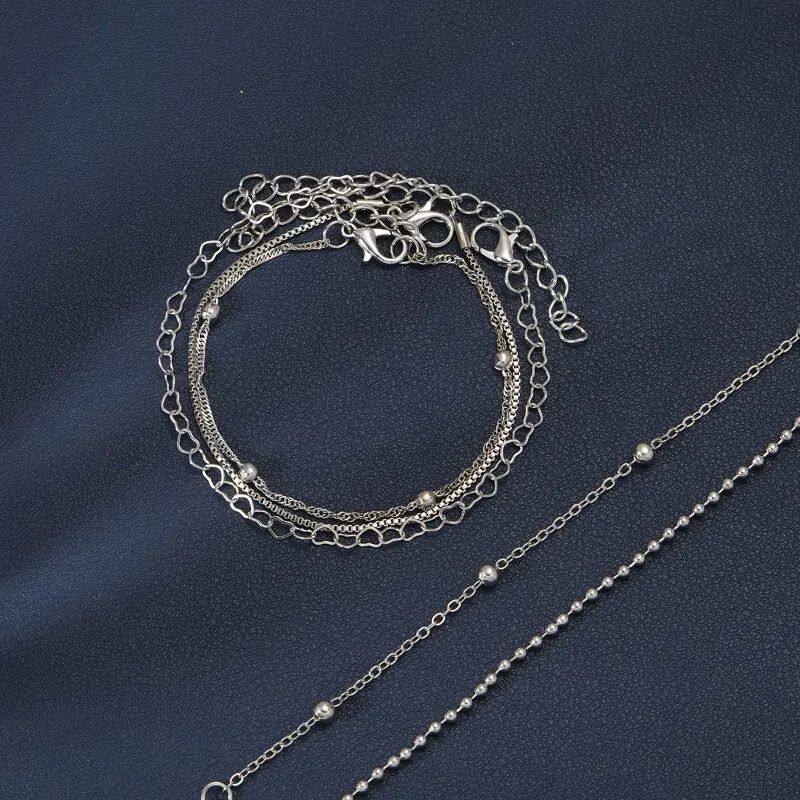 5-Piece Bracelet Set: Alloy Round Bead Heart Chain - Taobao product photo 4