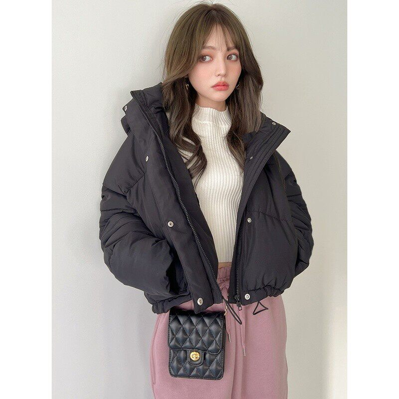 【日本代购】GRL女士冬季保暖2Way短款棉服夹克外套可拆卸连帽