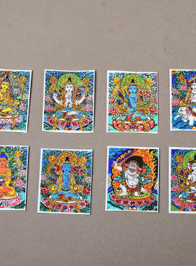 彩金唐卡五爷画药师扎基拉姆前世今生绿度母本命佛可换图唐卡国潮