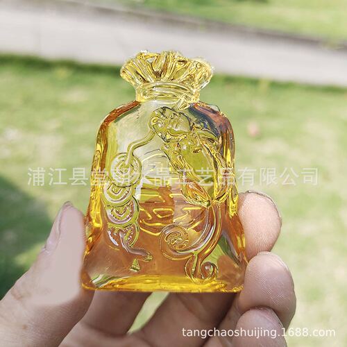 黄水晶元宝福袋钱袋摆件存钱储蓄罐招财进宝开业乔迁礼品客厅装饰