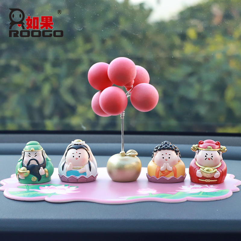 中式创意关公财神祝福车载装饰品屏幕树脂文创车饰迷你汽车小摆件
