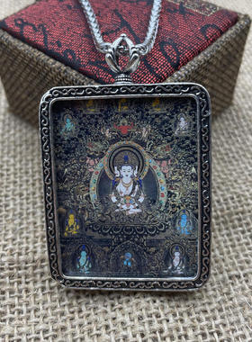 快手抖音直播万佛朝宗唐卡挂坠子复古做旧泰银吊坠莫高窟文化项链