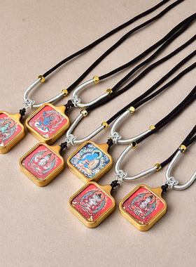 新款迷你小唐卡黄财神吊坠本命佛绿度母扎基拉姆藏式唐卡吊坠钛钢