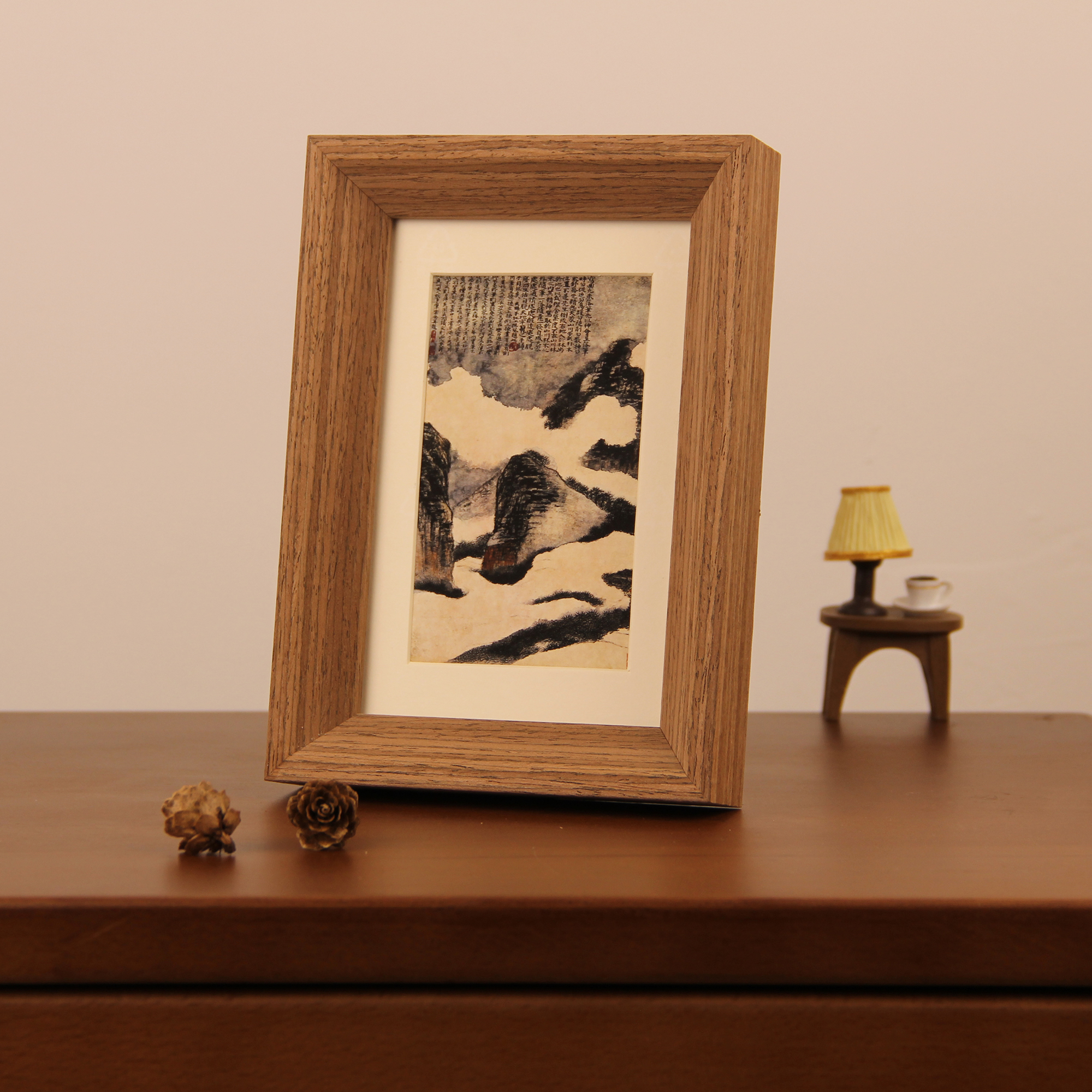 清石涛云山图国画山水画字画挂画名画复制品仿古画带框相框摆台