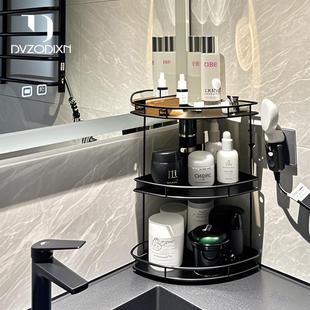 黑色浴室洗漱台墙角三角置物架卫生间台面厕所洗手台洗漱台收纳架
