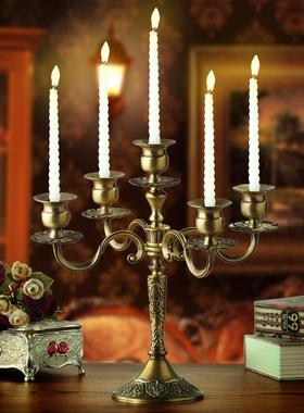 北欧复古怀旧三头五头合金烛台摆件创意生日晚会浪漫家居装饰礼品