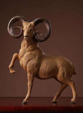 石湾陶瓷新中式家居创意领头羊摆件办公室桌面酒柜装饰工艺品摆设