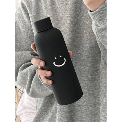 纯色简约笑脸保温杯小众初高中生上学专用水杯男女生创意表情休想