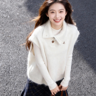美式复古套头长袖毛衣女秋冬