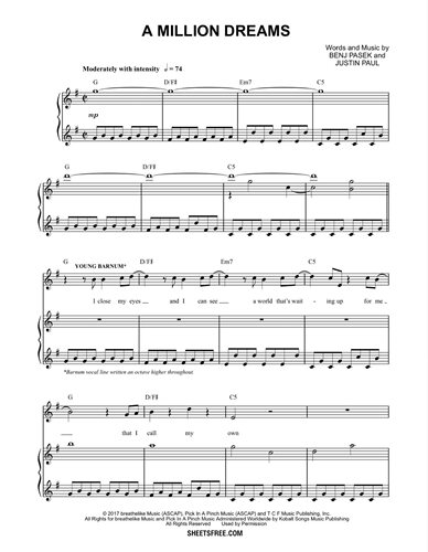 A Million Dreams-钢琴独奏曲-高清电子谱-流行歌曲钢琴谱-电子版
