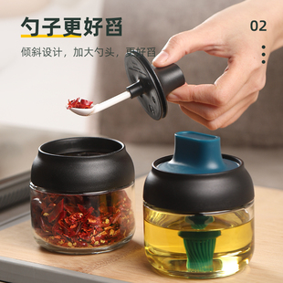 家用组合厨房收纳油壶味精盐罐子玻璃调味瓶防潮调味罐 调料盒套装