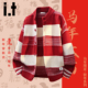 izzue新年红色保暖针织衫 外套男士 秋冬美式 宽松休闲开衫 毛衣Y