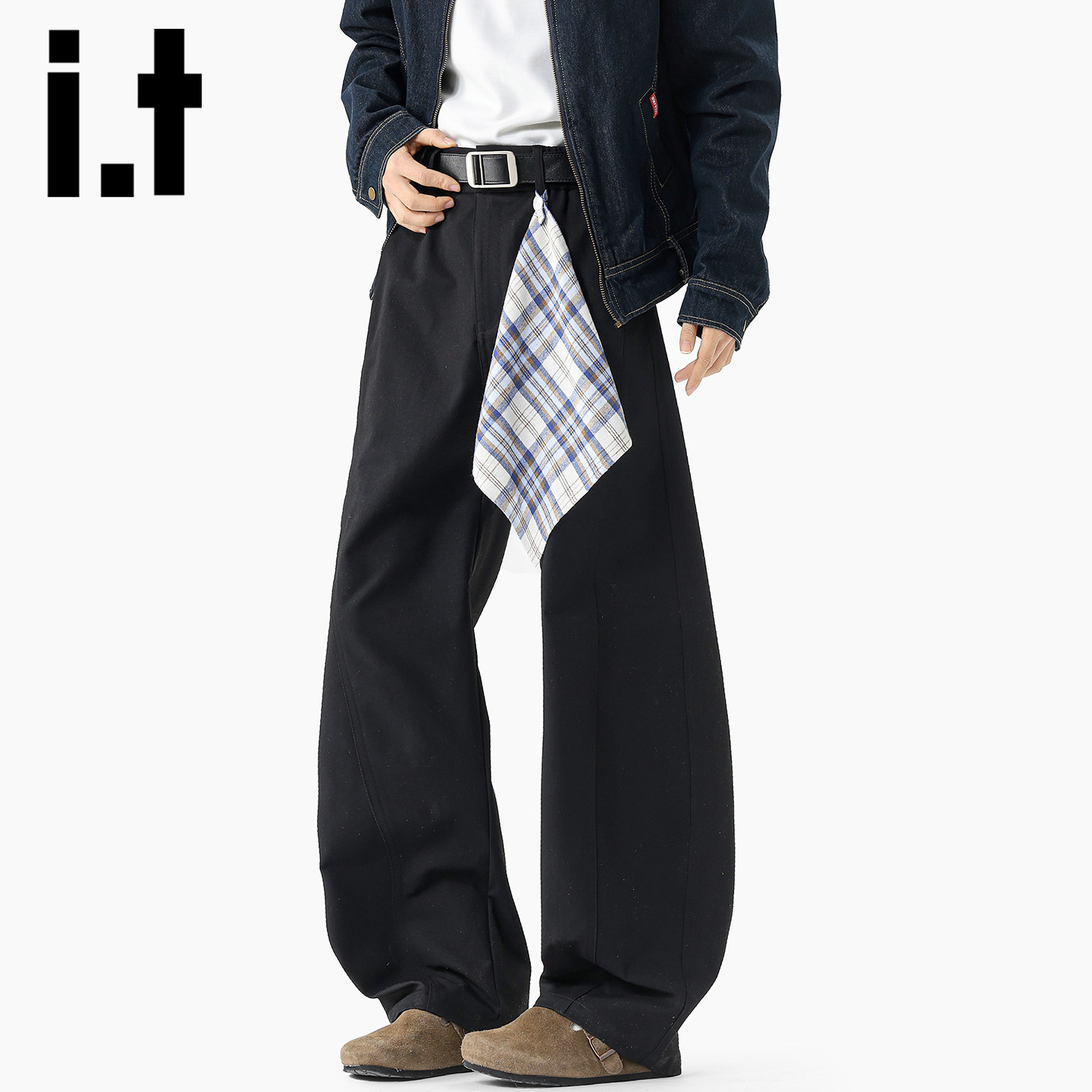 it izzue美式设计方巾廓形弯刀裤子男春秋潮牌痞帅工装直筒长裤Y,男装,休闲裤,淘宝优惠券,粉丝福利购,淘宝优惠卷