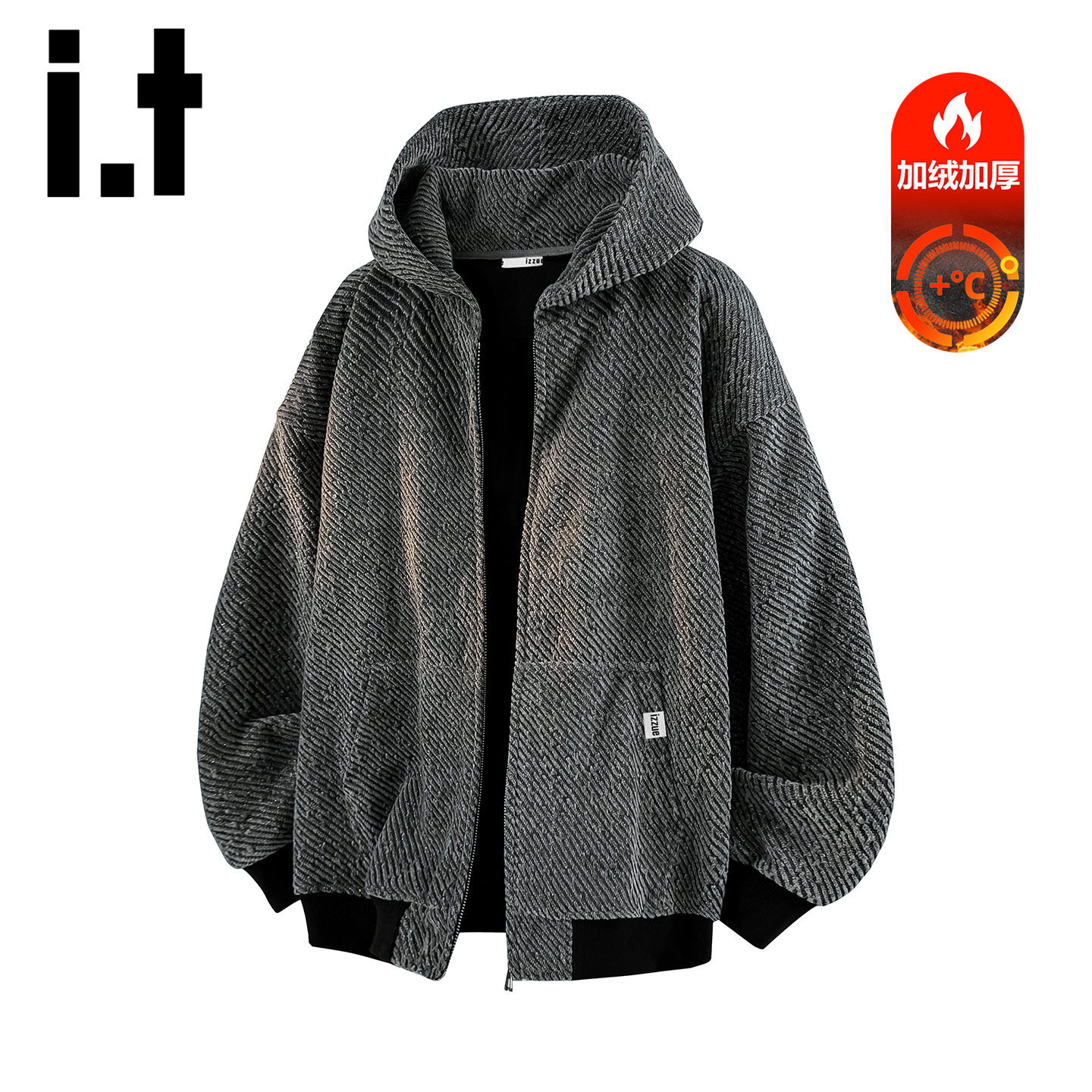 itizzue潮牌条纹连帽卫衣男冬季