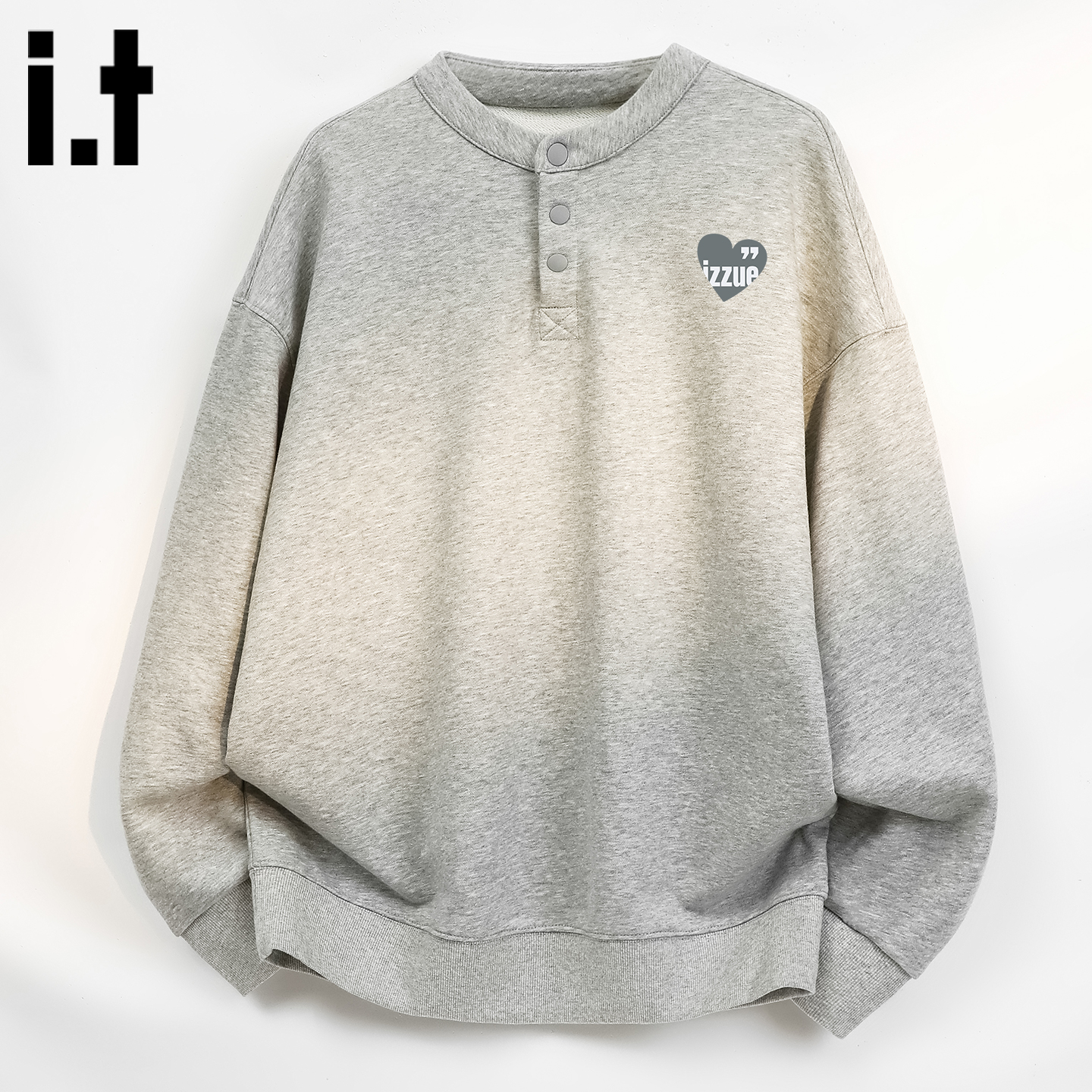 it izzue新款老钱风长袖卫衣男2025秋情侣潮牌亨利领圆卫上衣1P
