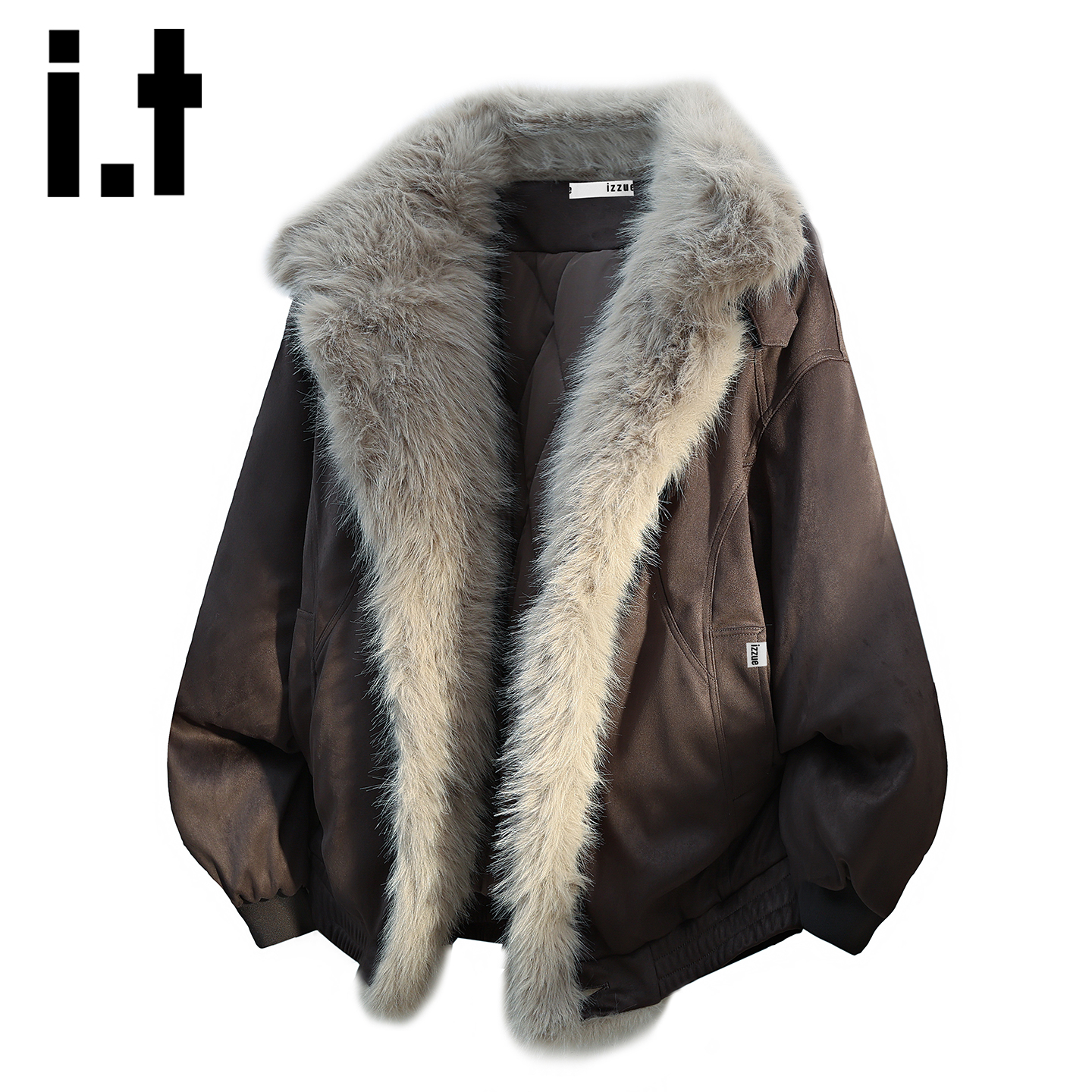 itizzue潮牌座山雕毛领保暖棉服