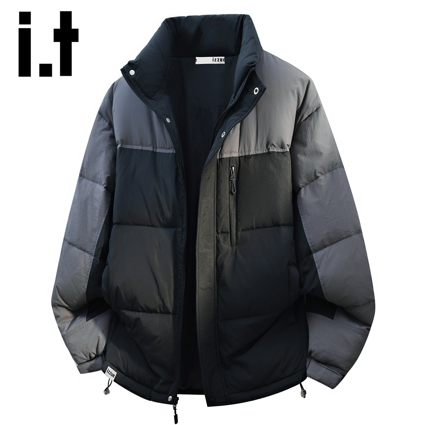 itizzue短款撞色立领羽绒服男