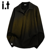 上衣Y 宽松休闲套头polo衫 izzue麦穗纹翻领卫衣男春秋冬季 美式