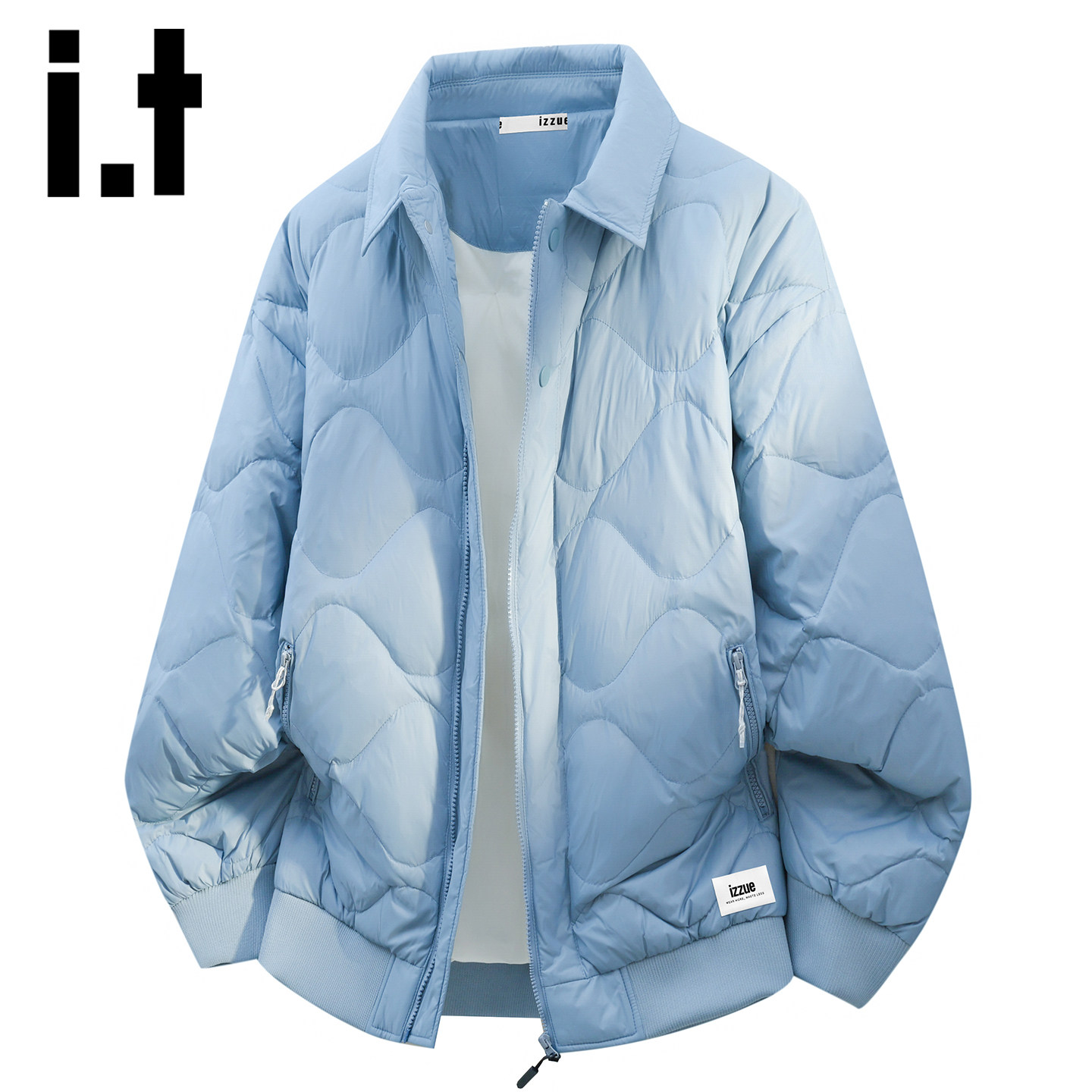 itizzue休闲风翻领轻薄羽绒服男