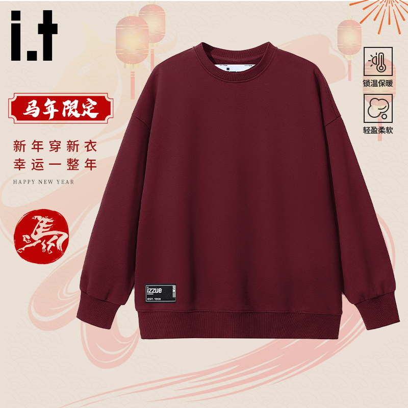 itizzue马年情侣款卫衣安可拉红