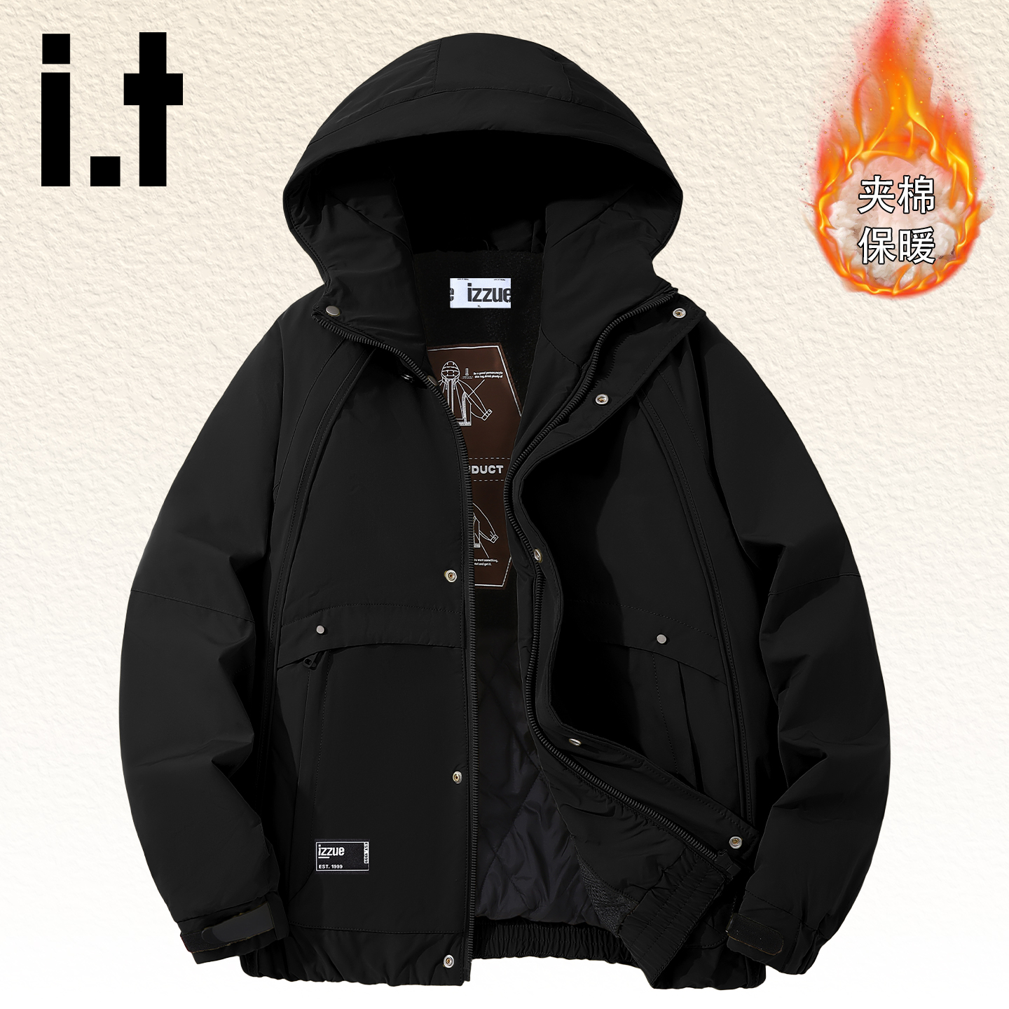 it夹棉外套男户外运动服棉服