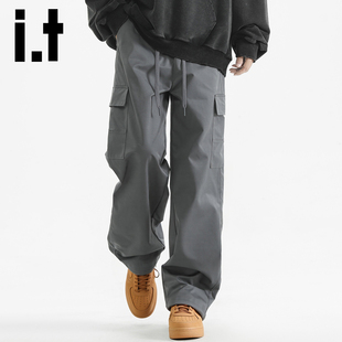 izzue多口袋机能风登山裤 裤 男士 户外宽松直筒休闲工装 子Y 秋季