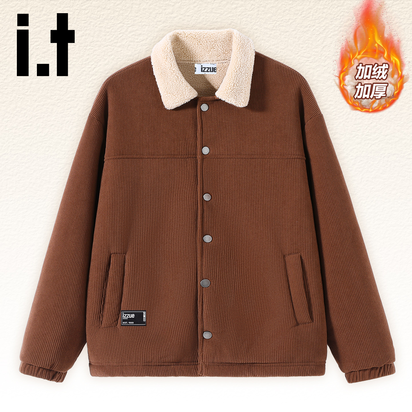 it外套男加绒时尚复古风夹克