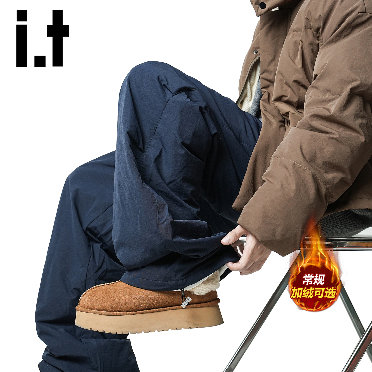 itizzue美式复古工装裤男加绒