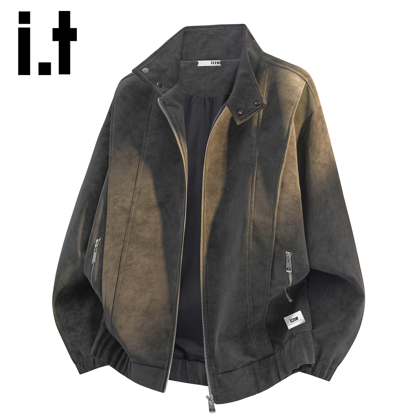 itizzue美式复古飞行防风皮夹克