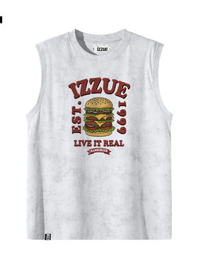 it izzue白色无袖圆领T恤男背心2025夏运动健身透气吸复古坎肩3P