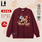 2026本命年冬季 izzue马年安可拉红圆领卫衣男女款 宽松上衣3P