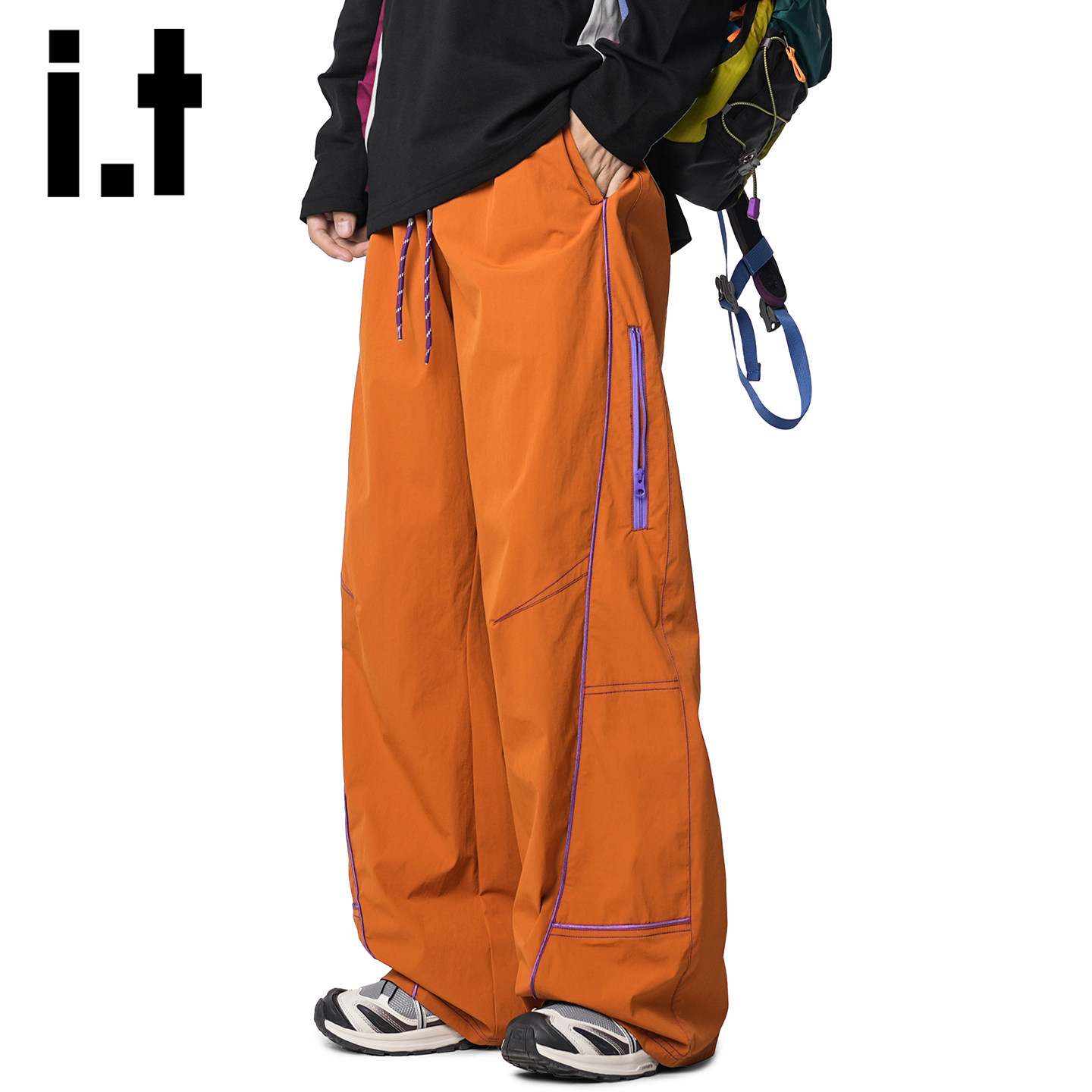 it izzue多巴胺山系户外登山冲锋裤男士秋季机能伞兵阔腿休闲裤Y,男装,休闲裤,淘宝优惠券,粉丝福利购,淘宝优惠卷