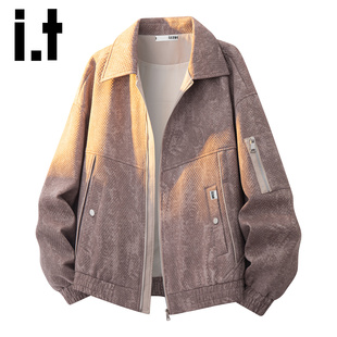 秋冬季 翻领夹克男款 扎染工装 潮牌痞帅宽松休闲外套Y izzue美式