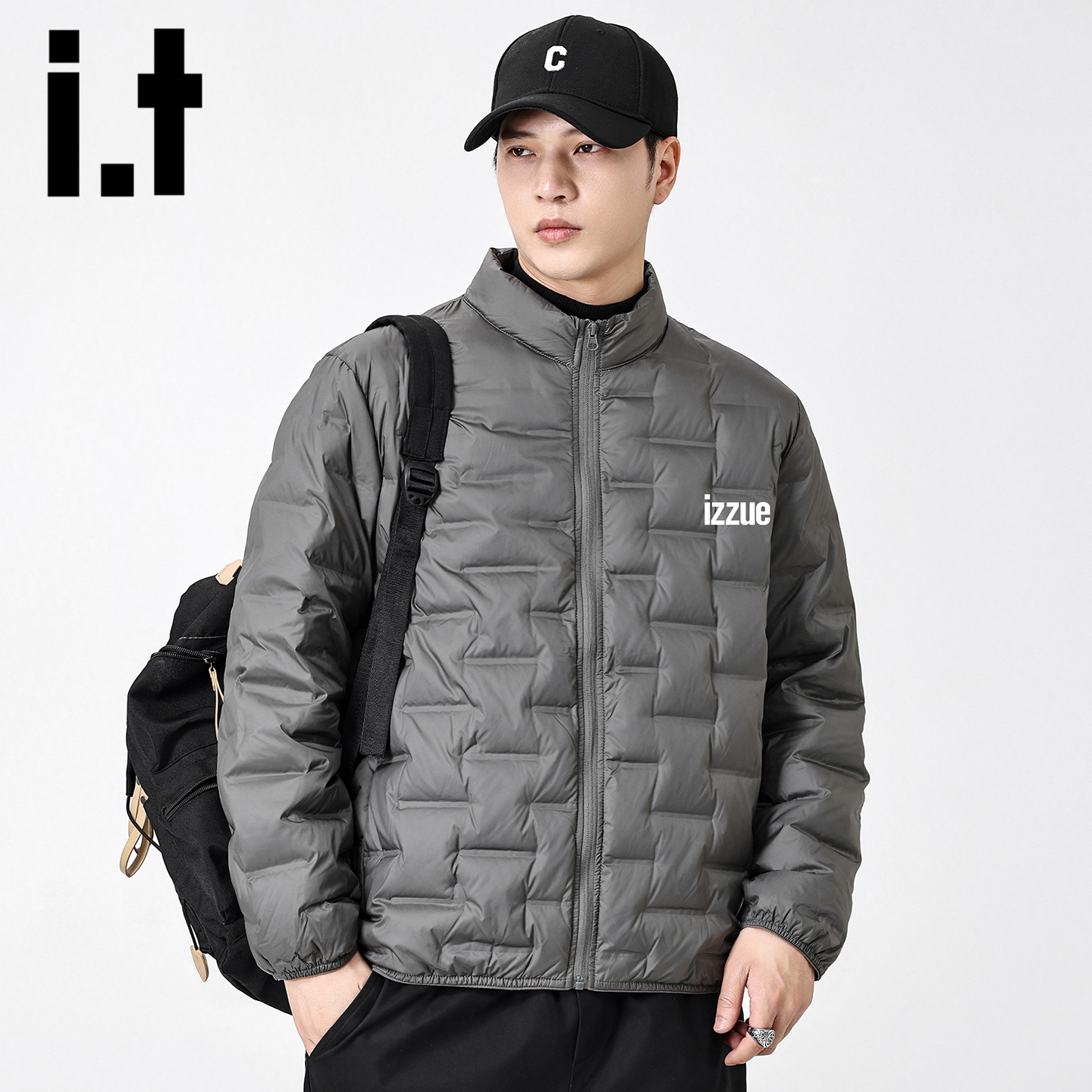 itizzue冬季轻薄立领羽绒服男士