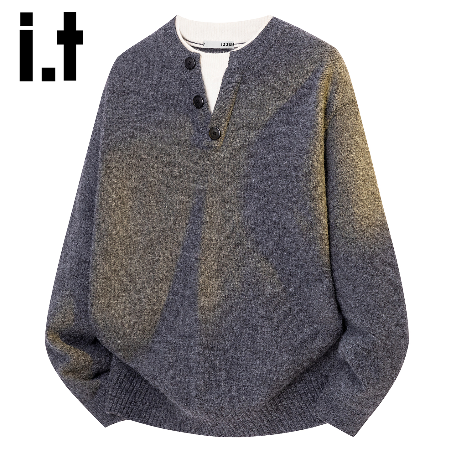 itizzue美式亨利领毛衣男款