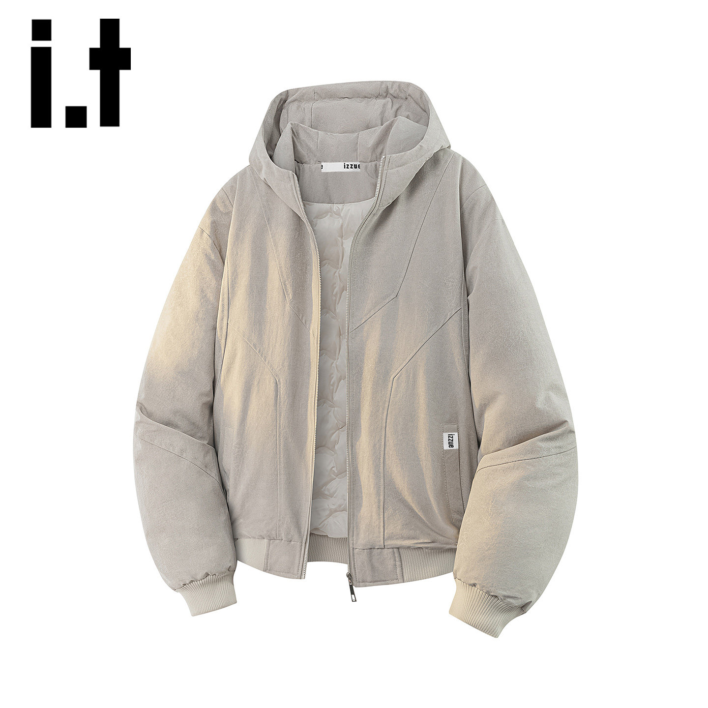 itizzue潮流连帽短款羽绒服男