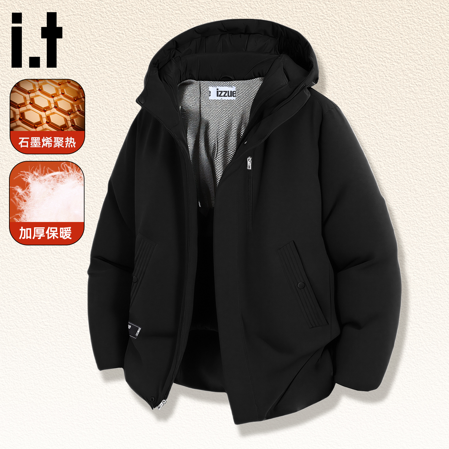 it棉服男厚款保暖连帽棉袄