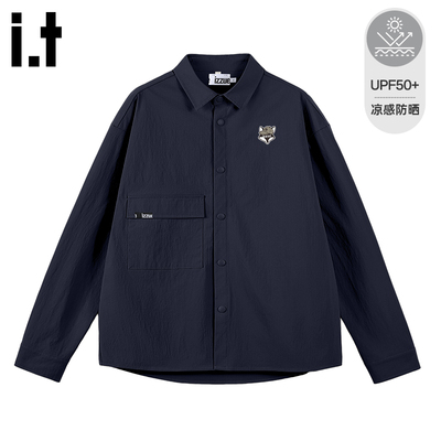 it izzue新款衬衫男装2025秋凉感防晒舒适百搭衬衣轻薄外套1P