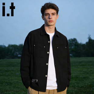 衬衫 长袖 男春季 新款 衬衣4P 挺阔抗皱翻领外套纯棉开衫 izzue工装