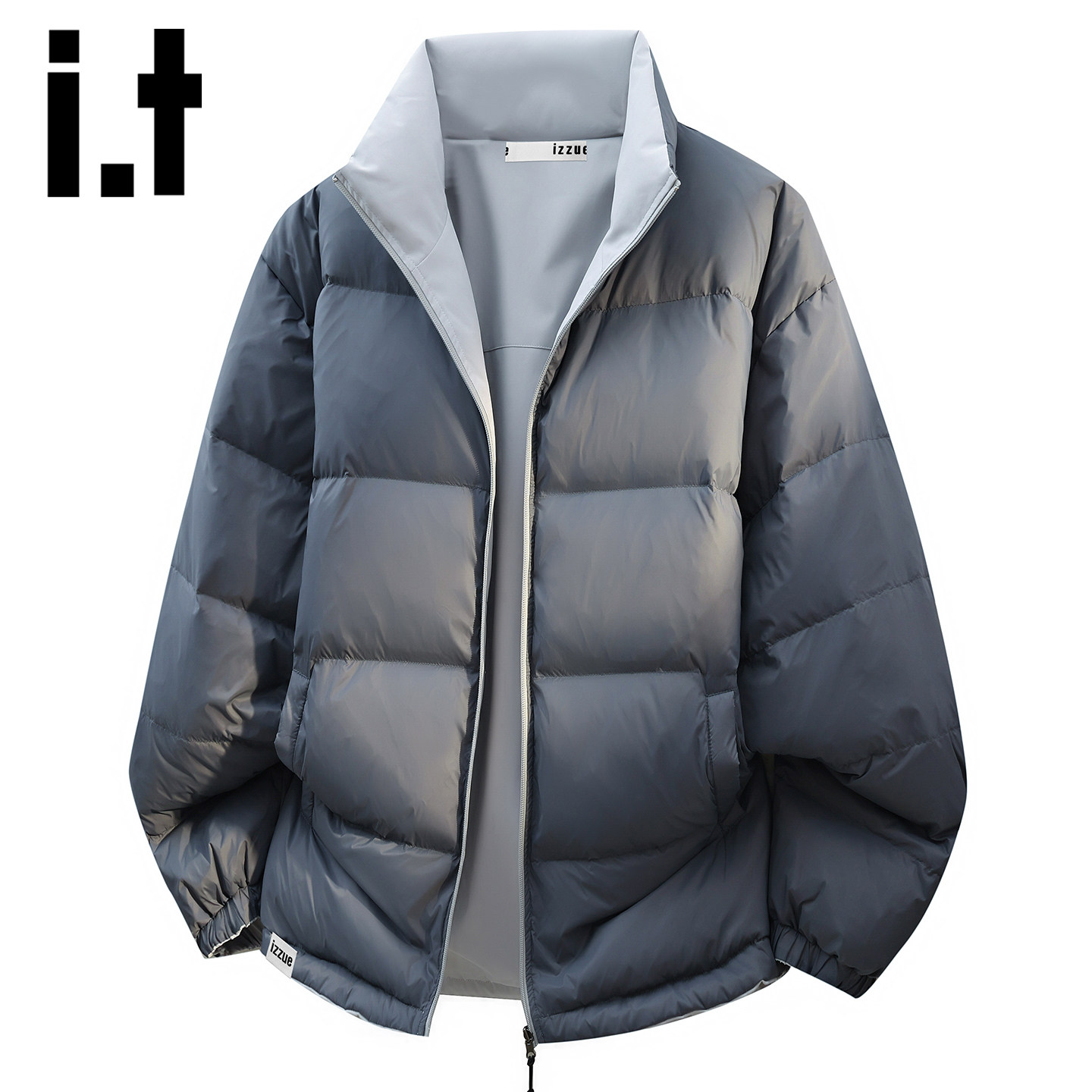 itizzue户外双面穿立领羽绒服男