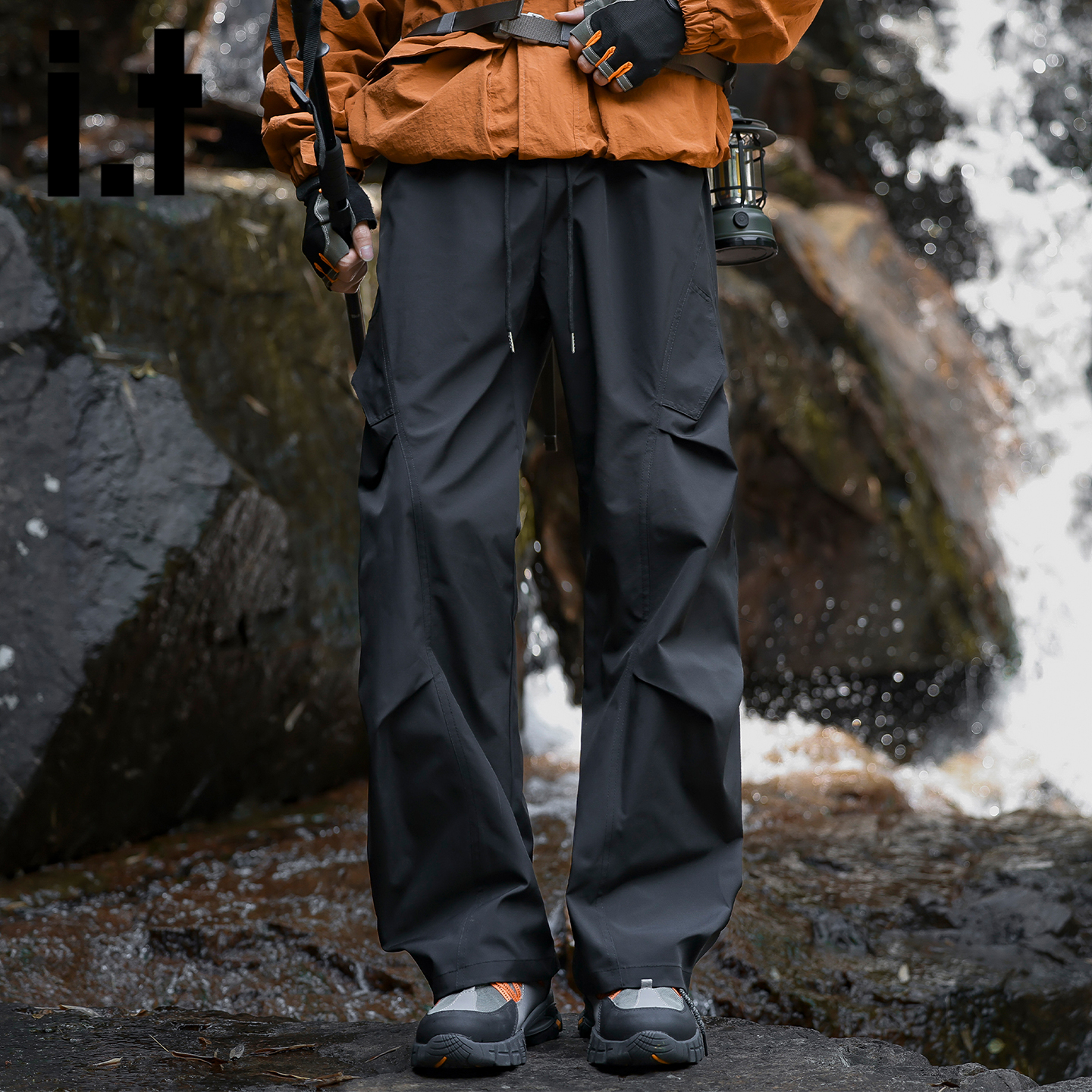 itizzue户外冲锋裤男秋冬季宽松