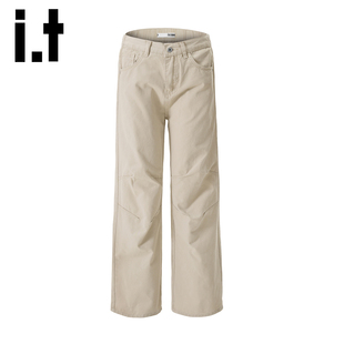 izzue弯刀纯棉工装 宽松直筒阔腿休闲裤 裤 美式 男2025秋冬新款