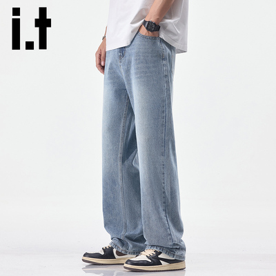 itizzue美式复古水洗牛仔裤男